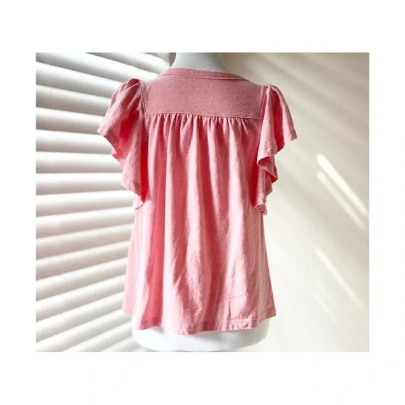 LOFT Pink Ruffle Sleeve Top - Picture 5 of 6